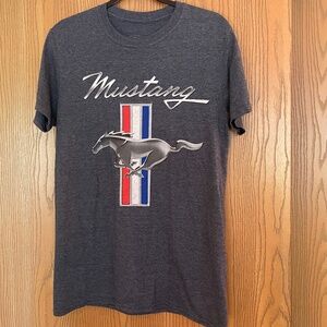 GENUINE SIZE M FORD MUSTANG HEATHER BLUE RUNNING HORSE LOGO GRAPHIC TSHIRT